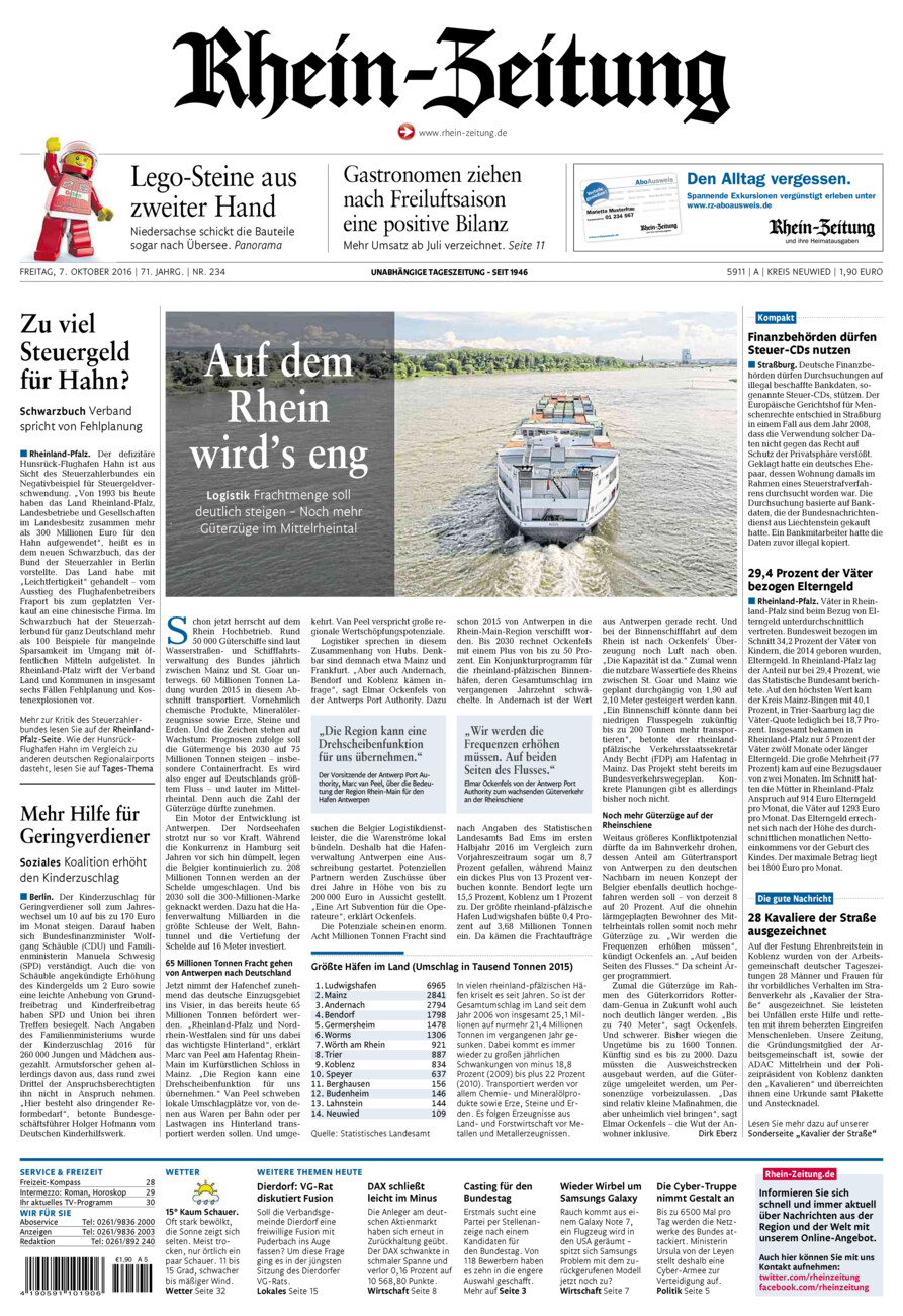 Rhein-Zeitung Kreis Neuwied vom Freitag, 07.10.2016