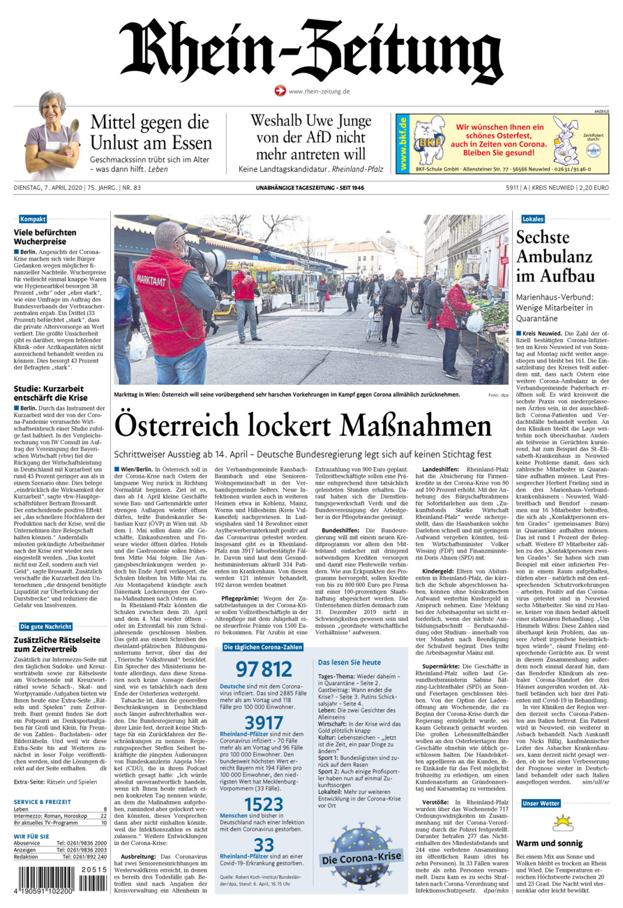 Rhein-Zeitung Kreis Neuwied vom Dienstag, 07.04.2020