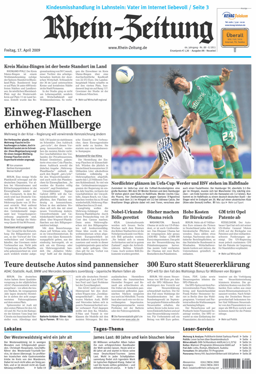 Rhein-Zeitung Kreis Neuwied vom Freitag, 17.04.2009