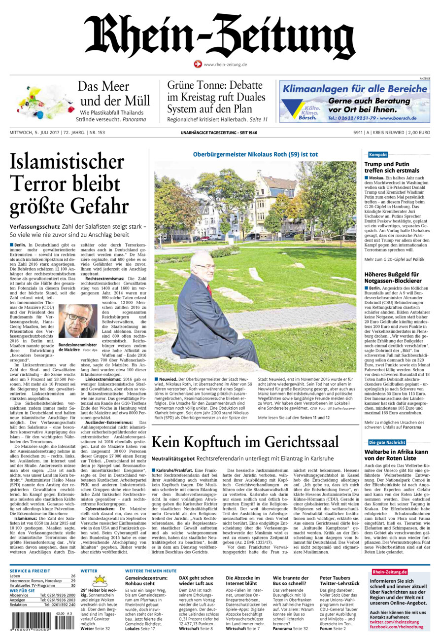 Rhein-Zeitung Kreis Neuwied vom Mittwoch, 05.07.2017