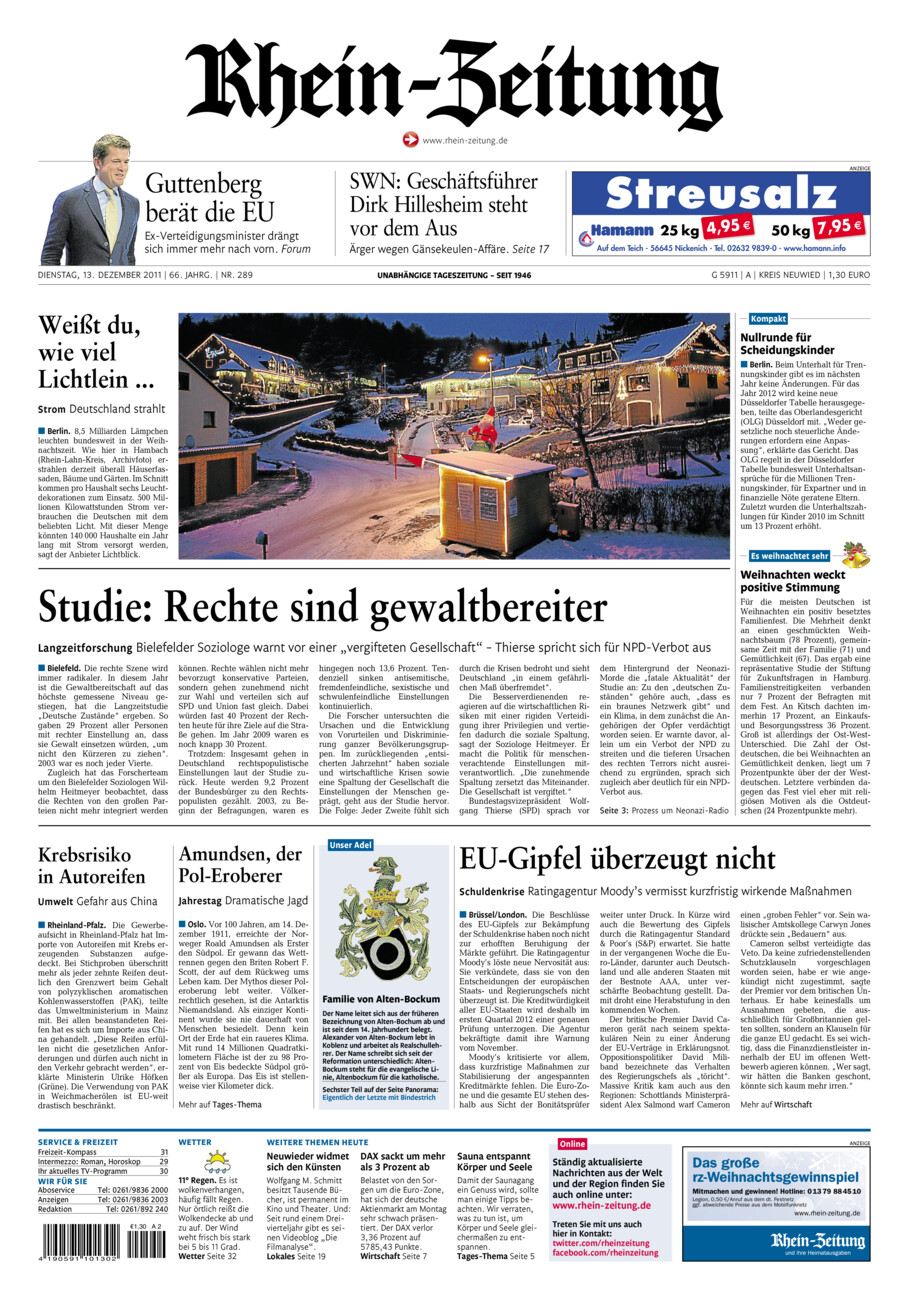 Rhein-Zeitung Kreis Neuwied vom Dienstag, 13.12.2011