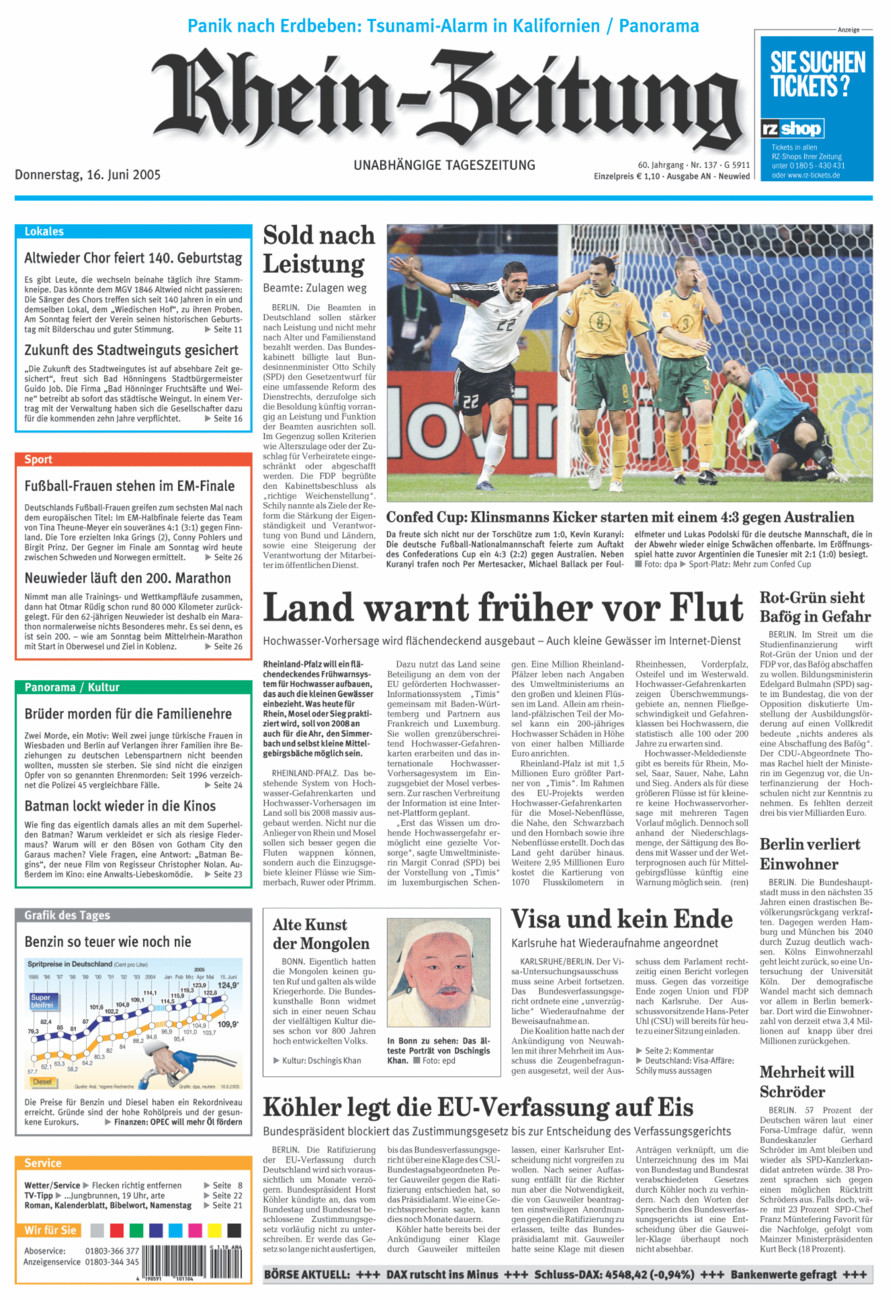 Rhein-Zeitung Kreis Neuwied vom Donnerstag, 16.06.2005