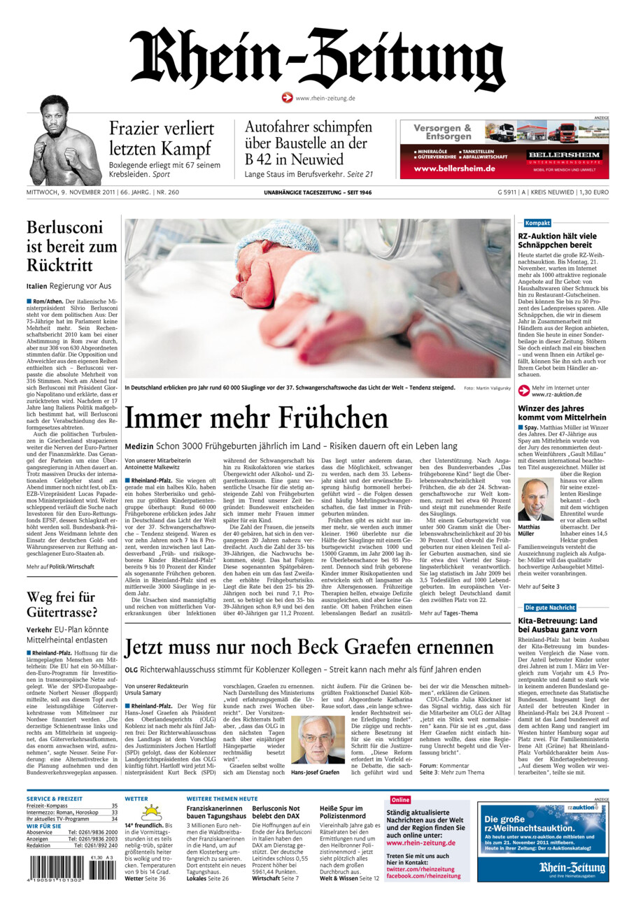 Rhein-Zeitung Kreis Neuwied vom Mittwoch, 09.11.2011