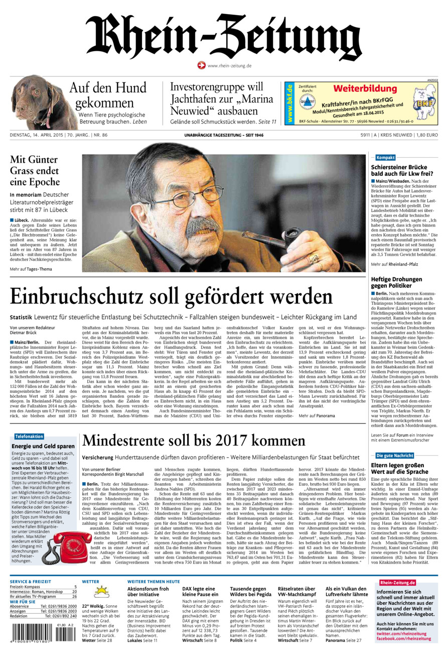 Rhein-Zeitung Kreis Neuwied vom Dienstag, 14.04.2015