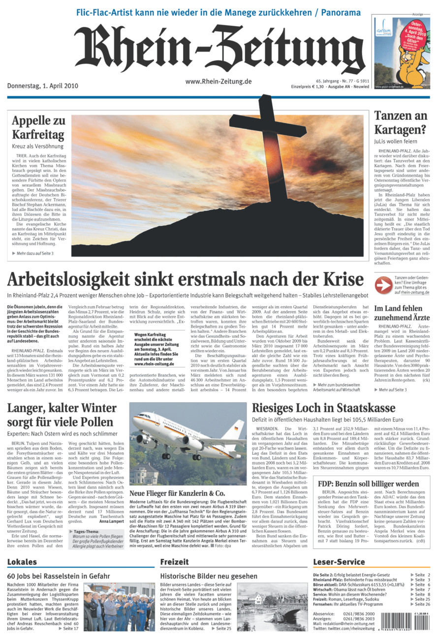 Rhein-Zeitung Kreis Neuwied vom Donnerstag, 01.04.2010