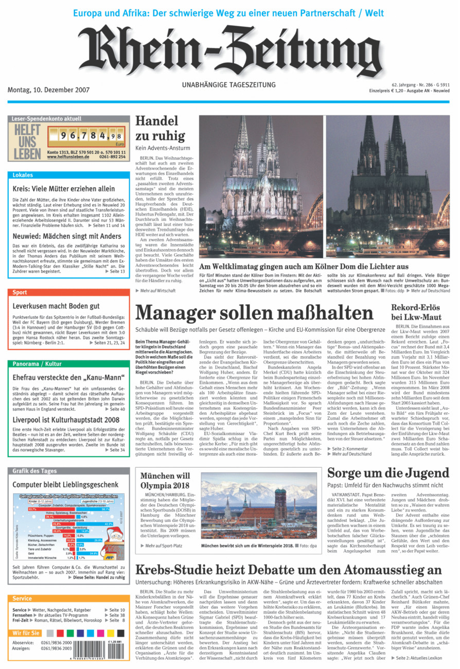 Rhein-Zeitung Kreis Neuwied vom Montag, 10.12.2007