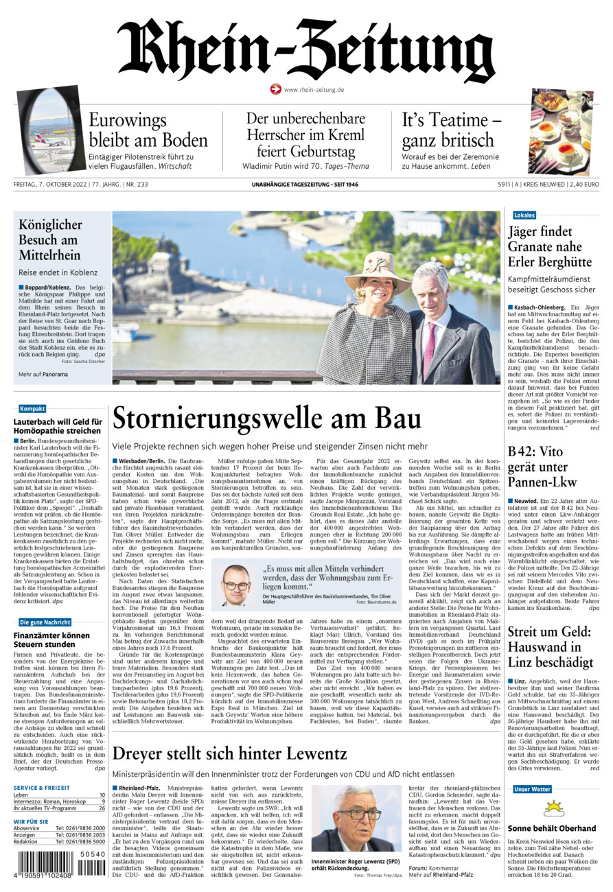 Rhein-Zeitung Kreis Neuwied vom Freitag, 07.10.2022