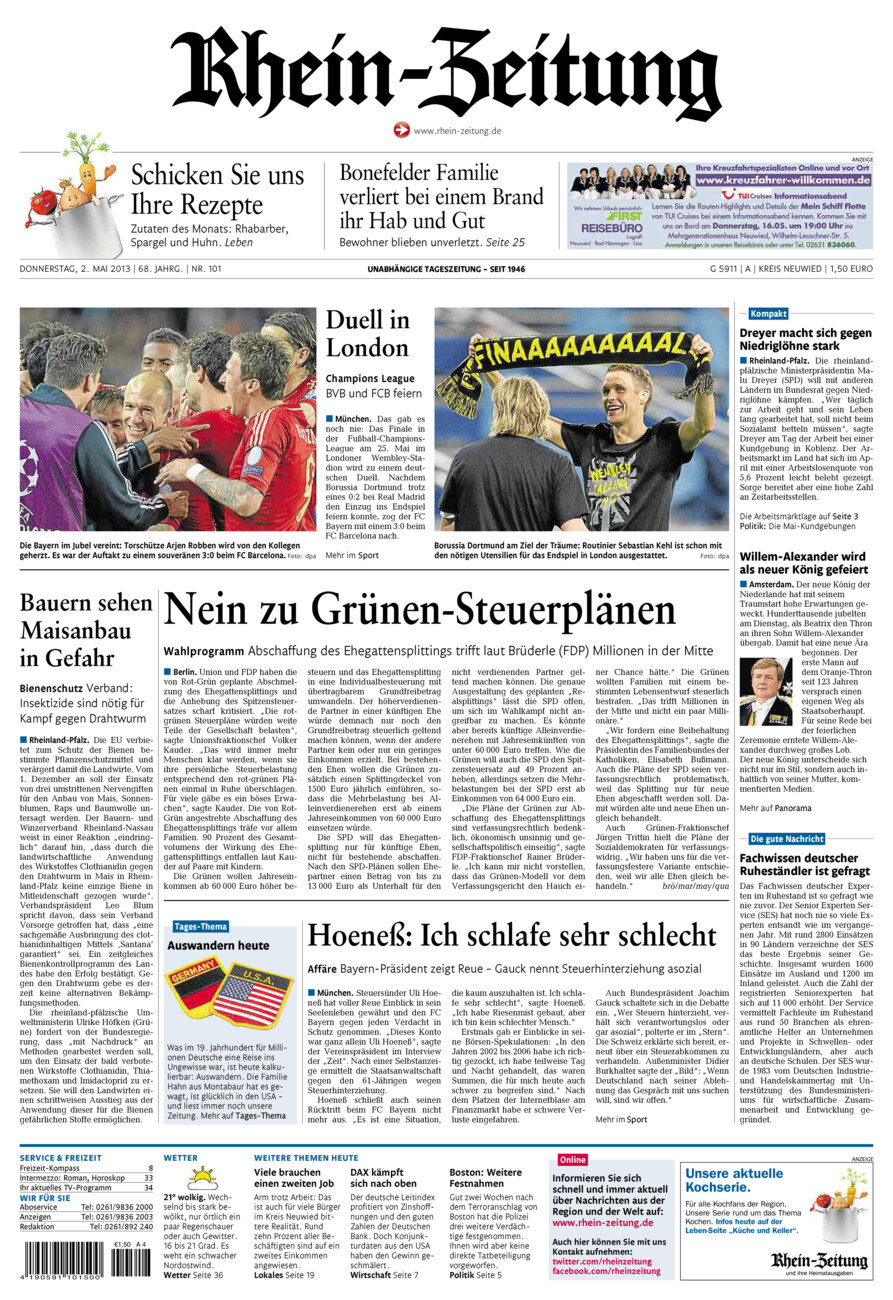 Rhein-Zeitung Kreis Neuwied vom Donnerstag, 02.05.2013