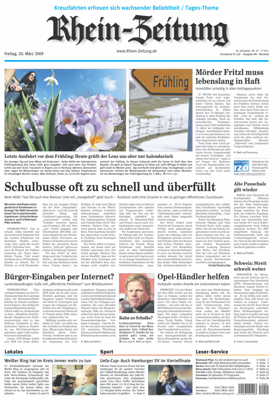 Rhein-Zeitung Kreis Neuwied vom Freitag, 20.03.2009