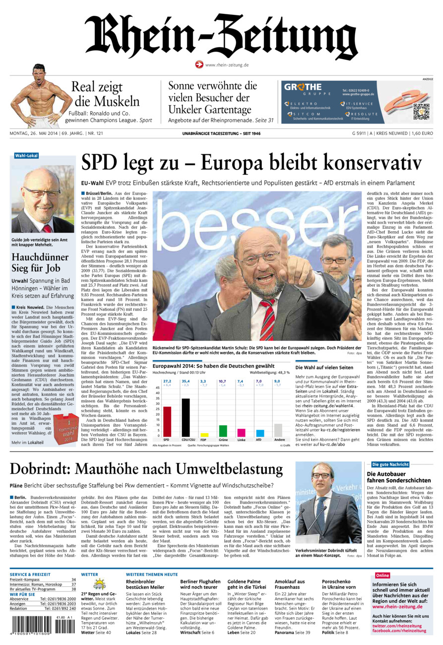 Rhein-Zeitung Kreis Neuwied vom Montag, 26.05.2014