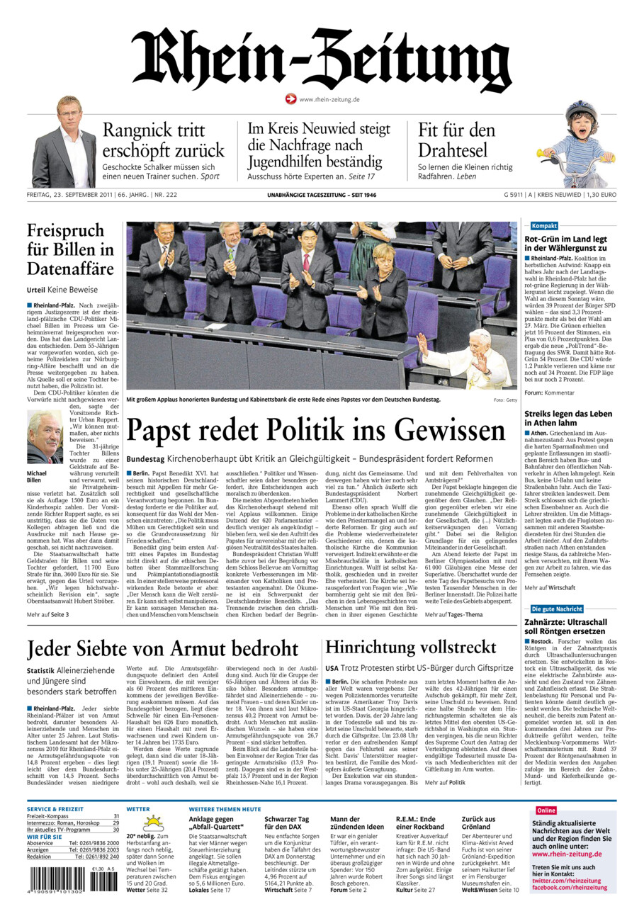 Rhein-Zeitung Kreis Neuwied vom Freitag, 23.09.2011