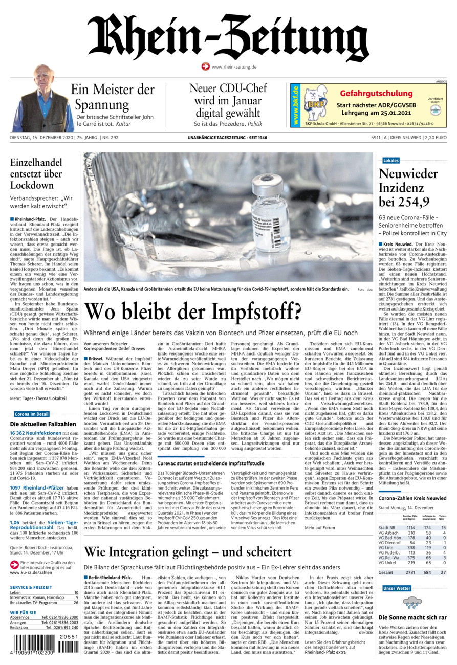Rhein-Zeitung Kreis Neuwied vom Dienstag, 15.12.2020
