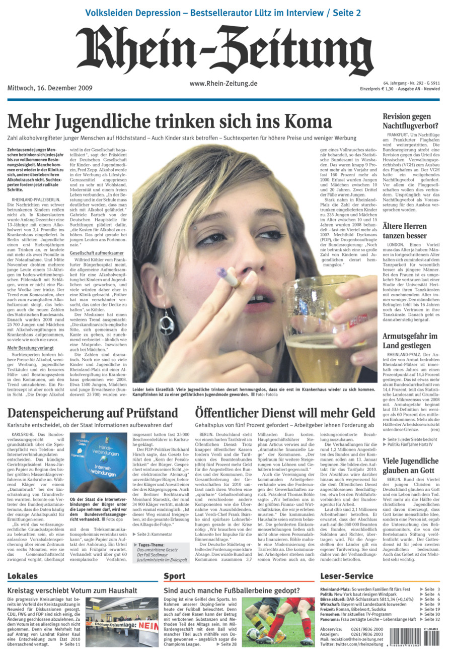 Rhein-Zeitung Kreis Neuwied vom Mittwoch, 16.12.2009