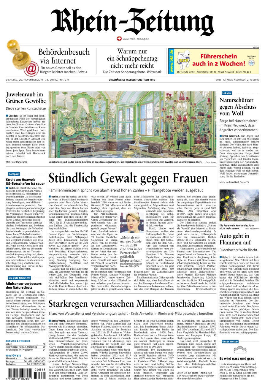 Rhein-Zeitung Kreis Neuwied vom Dienstag, 26.11.2019