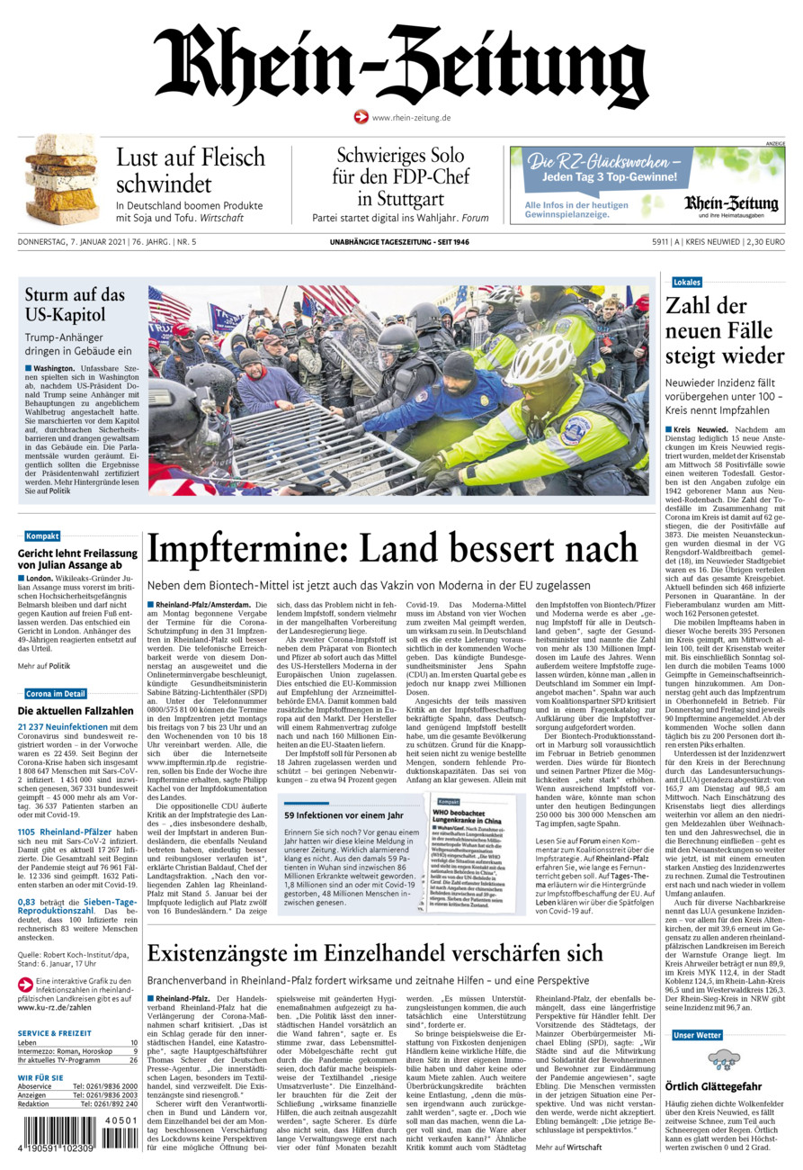 Rhein-Zeitung Kreis Neuwied vom Donnerstag, 07.01.2021