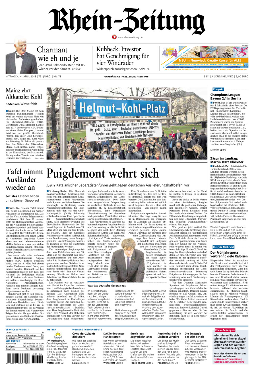 Rhein-Zeitung Kreis Neuwied vom Mittwoch, 04.04.2018