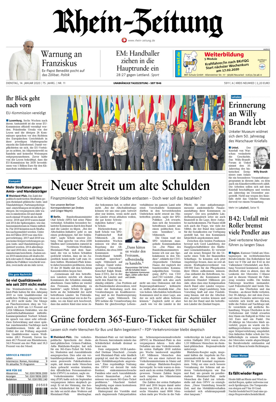 Rhein-Zeitung Kreis Neuwied vom Dienstag, 14.01.2020