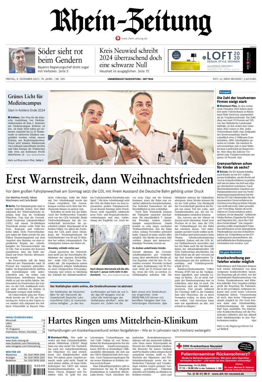 Rhein-Zeitung Kreis Neuwied vom Freitag, 08.12.2023