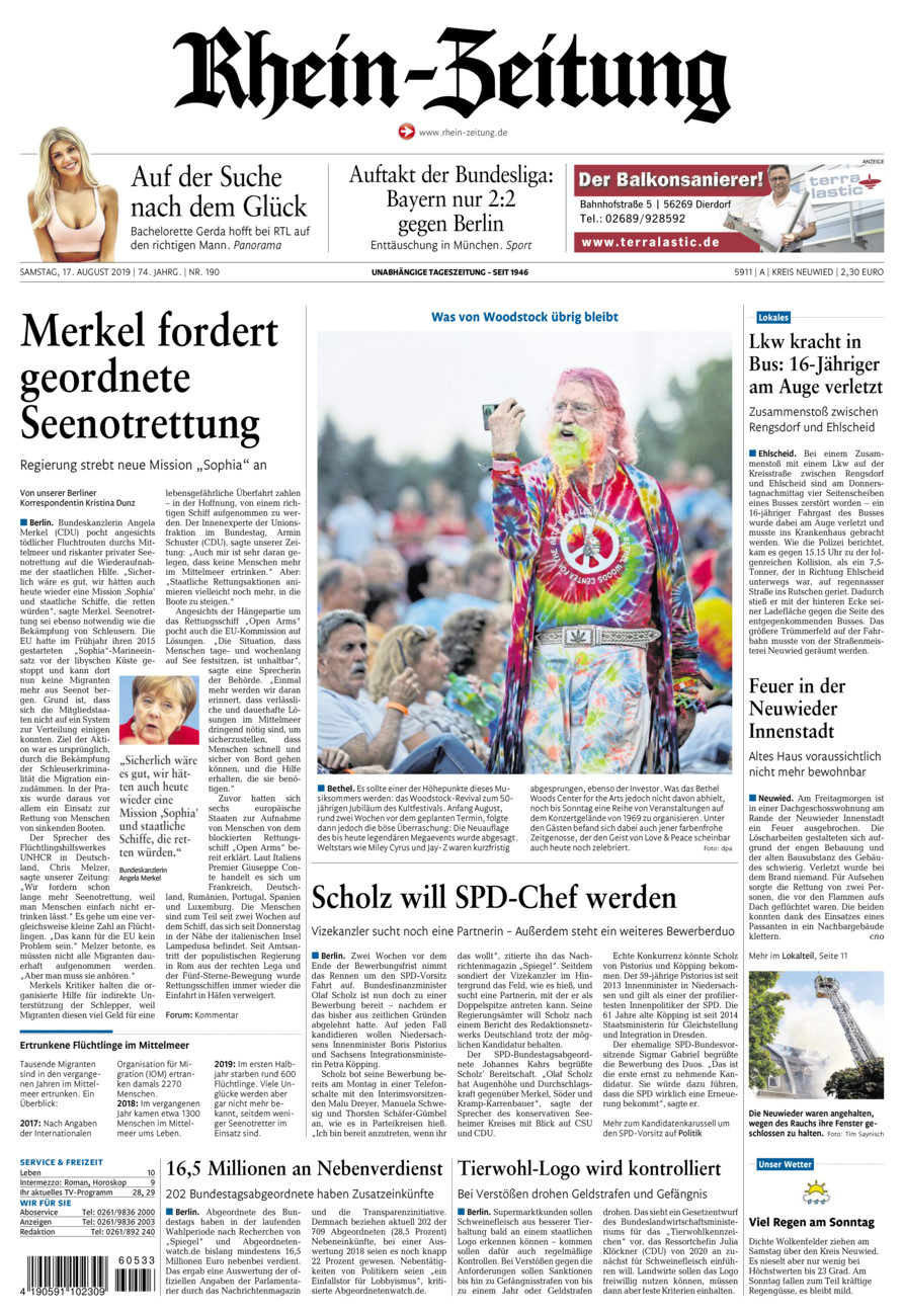 Rhein-Zeitung Kreis Neuwied vom Samstag, 17.08.2019
