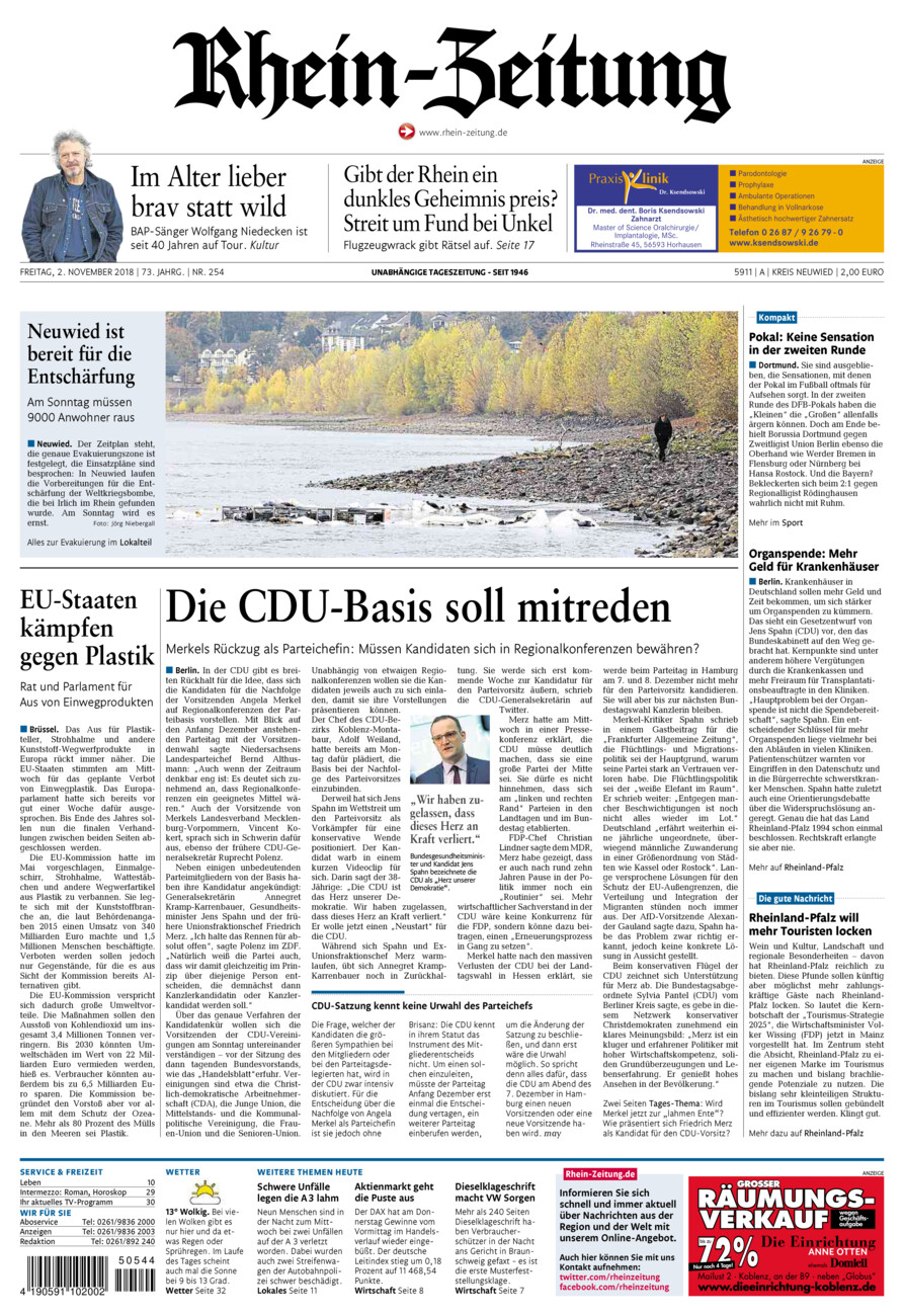 Rhein-Zeitung Kreis Neuwied vom Freitag, 02.11.2018