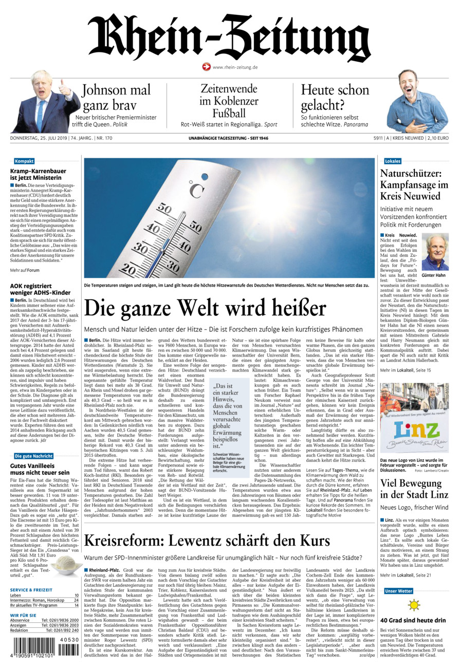 Rhein-Zeitung Kreis Neuwied vom Donnerstag, 25.07.2019