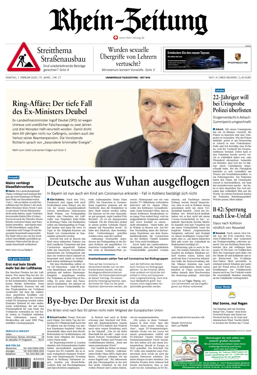 Rhein-Zeitung Kreis Neuwied vom Samstag, 01.02.2020