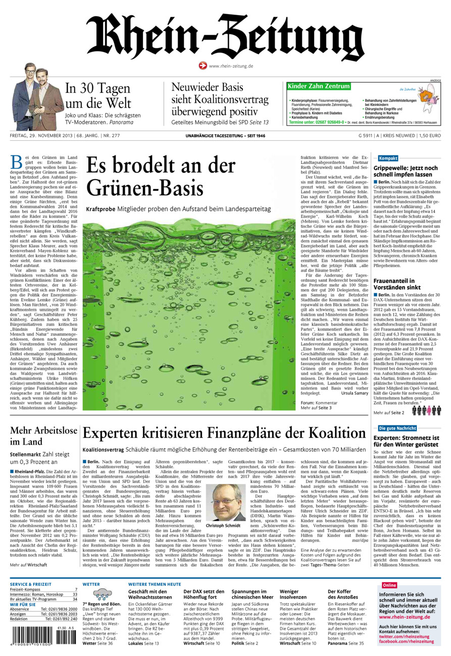 Rhein-Zeitung Kreis Neuwied vom Freitag, 29.11.2013