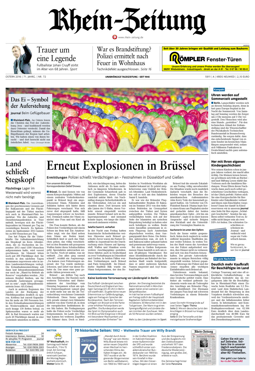 Rhein-Zeitung Kreis Neuwied vom Samstag, 26.03.2016