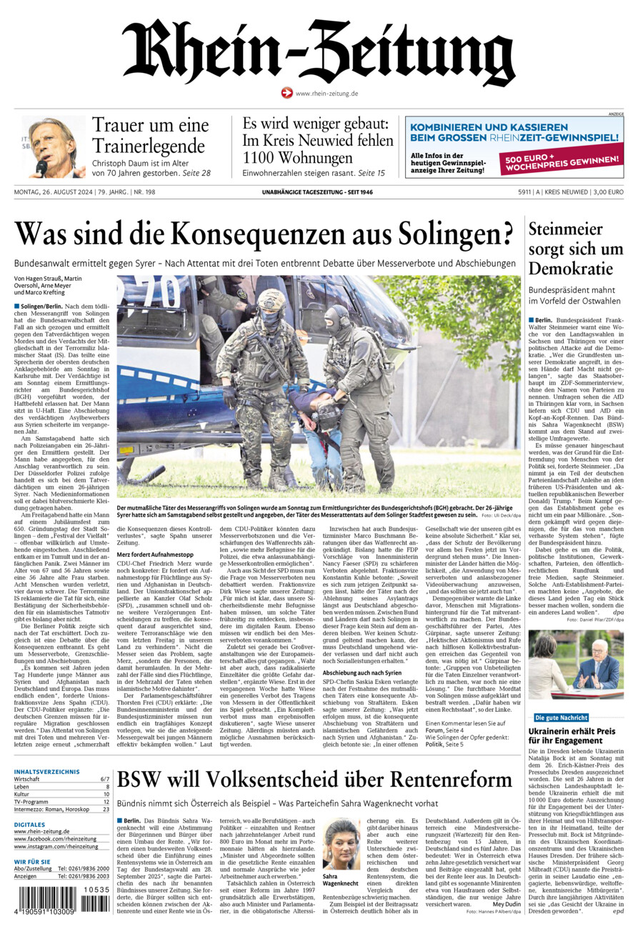 Rhein-Zeitung Kreis Neuwied vom Montag, 26.08.2024