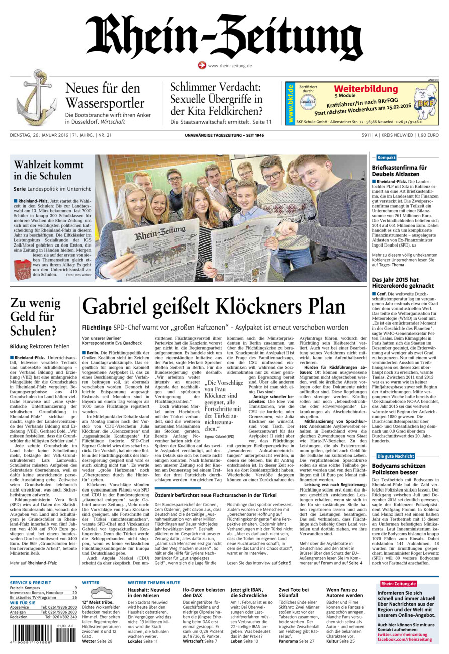 Rhein-Zeitung Kreis Neuwied vom Dienstag, 26.01.2016