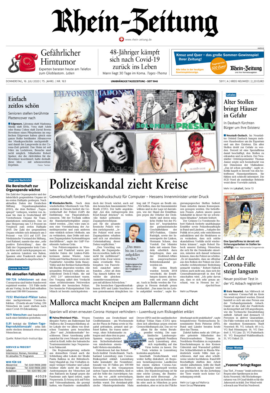 Rhein-Zeitung Kreis Neuwied vom Donnerstag, 16.07.2020