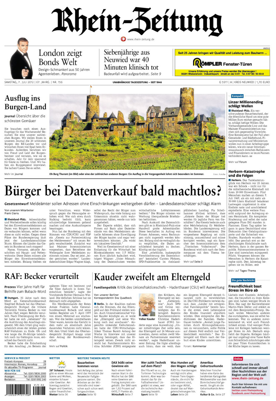 Rhein-Zeitung Kreis Neuwied vom Samstag, 07.07.2012