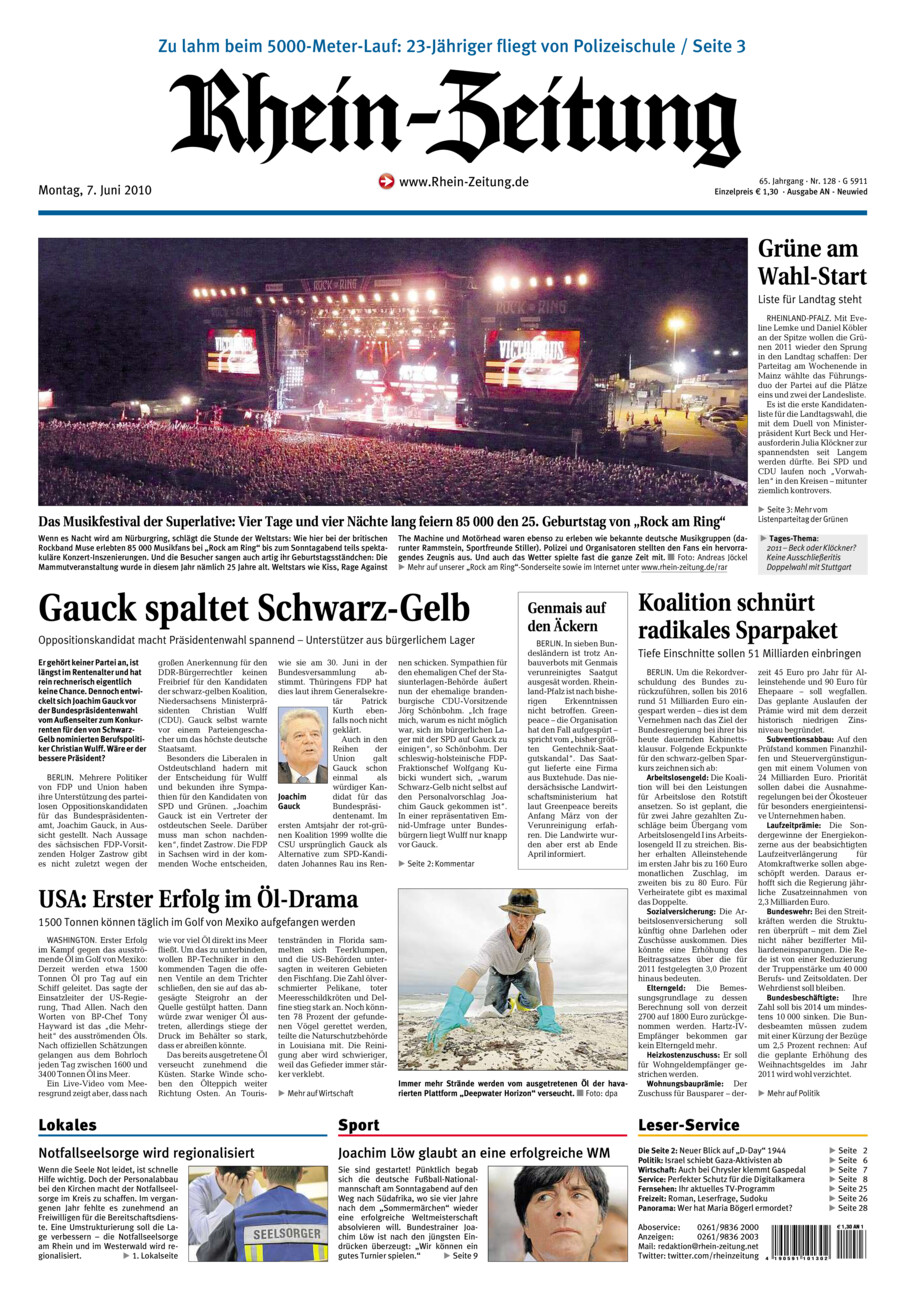Rhein-Zeitung Kreis Neuwied vom Montag, 07.06.2010