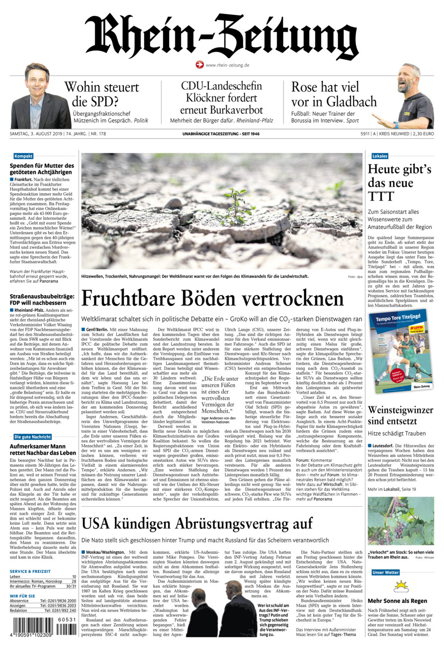 Rhein-Zeitung Kreis Neuwied vom Samstag, 03.08.2019