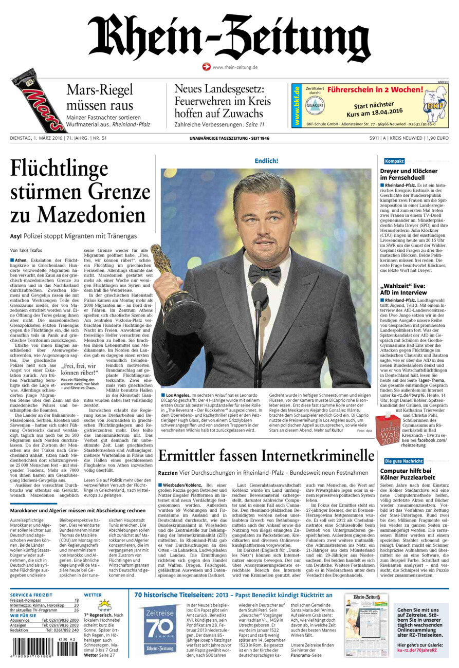 Rhein-Zeitung Kreis Neuwied vom Dienstag, 01.03.2016