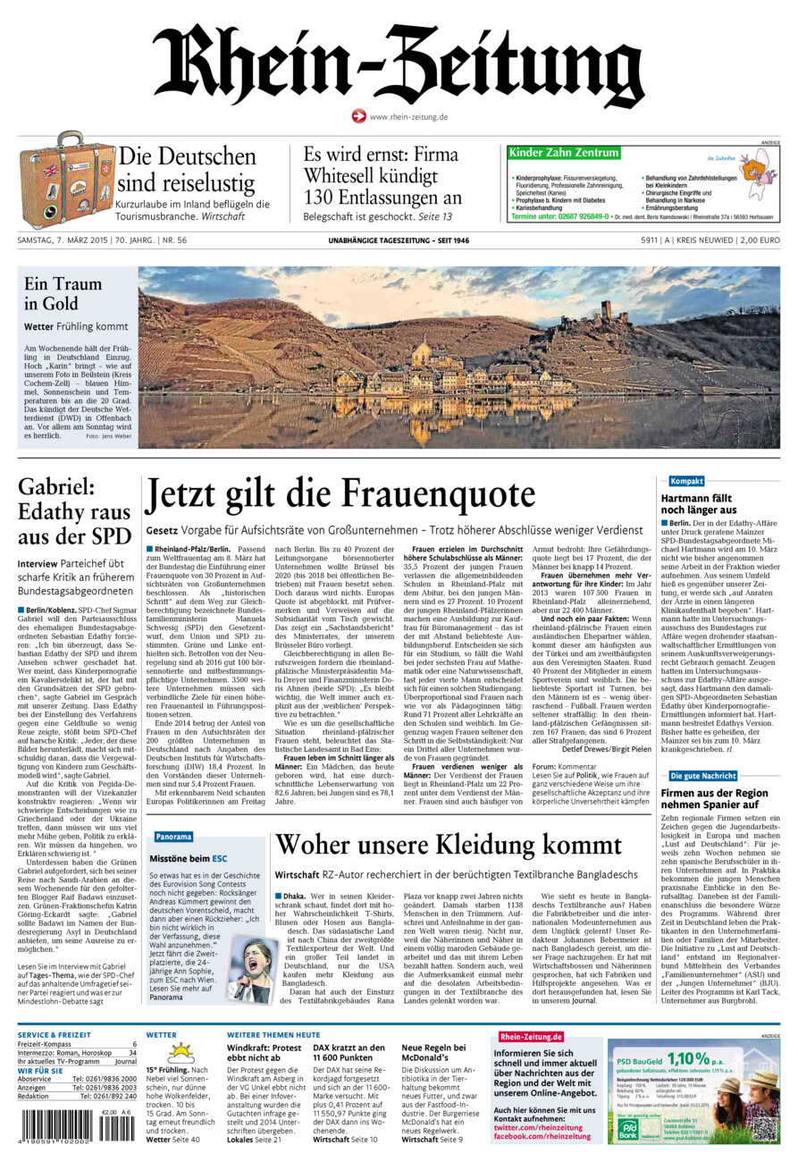 Rhein-Zeitung Kreis Neuwied vom Samstag, 07.03.2015