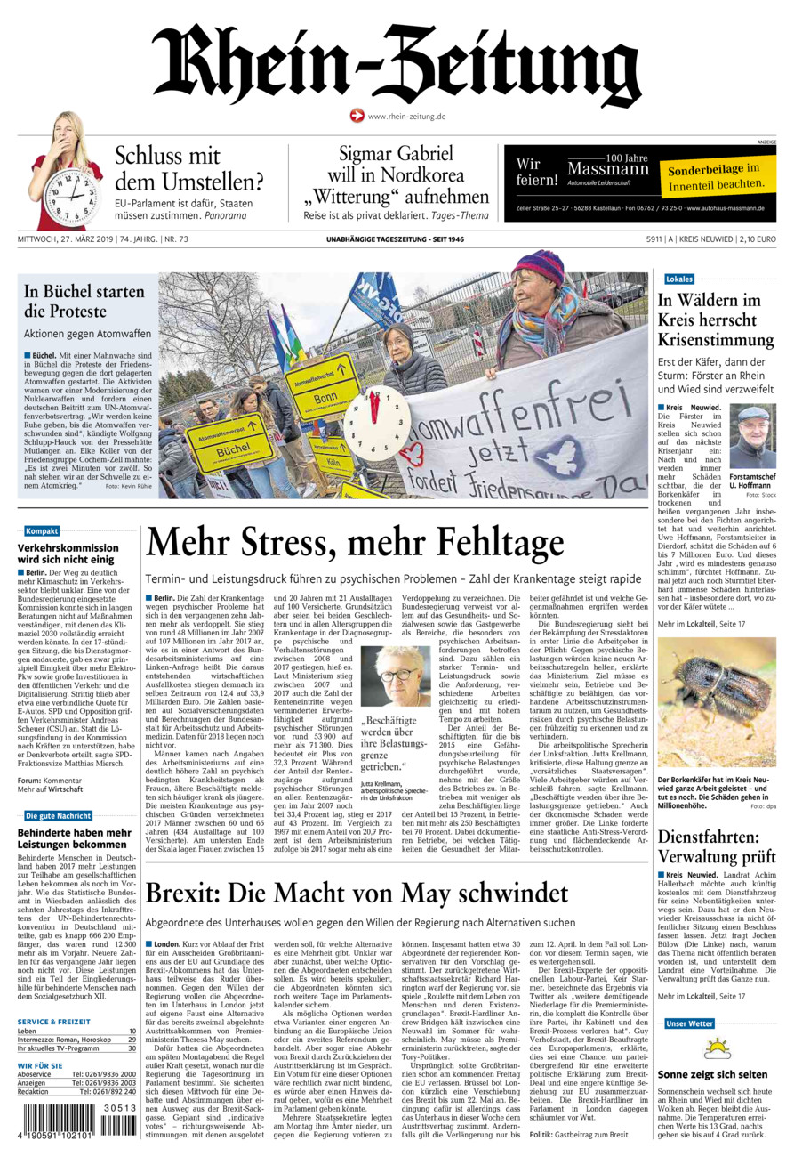 Rhein-Zeitung Kreis Neuwied vom Mittwoch, 27.03.2019