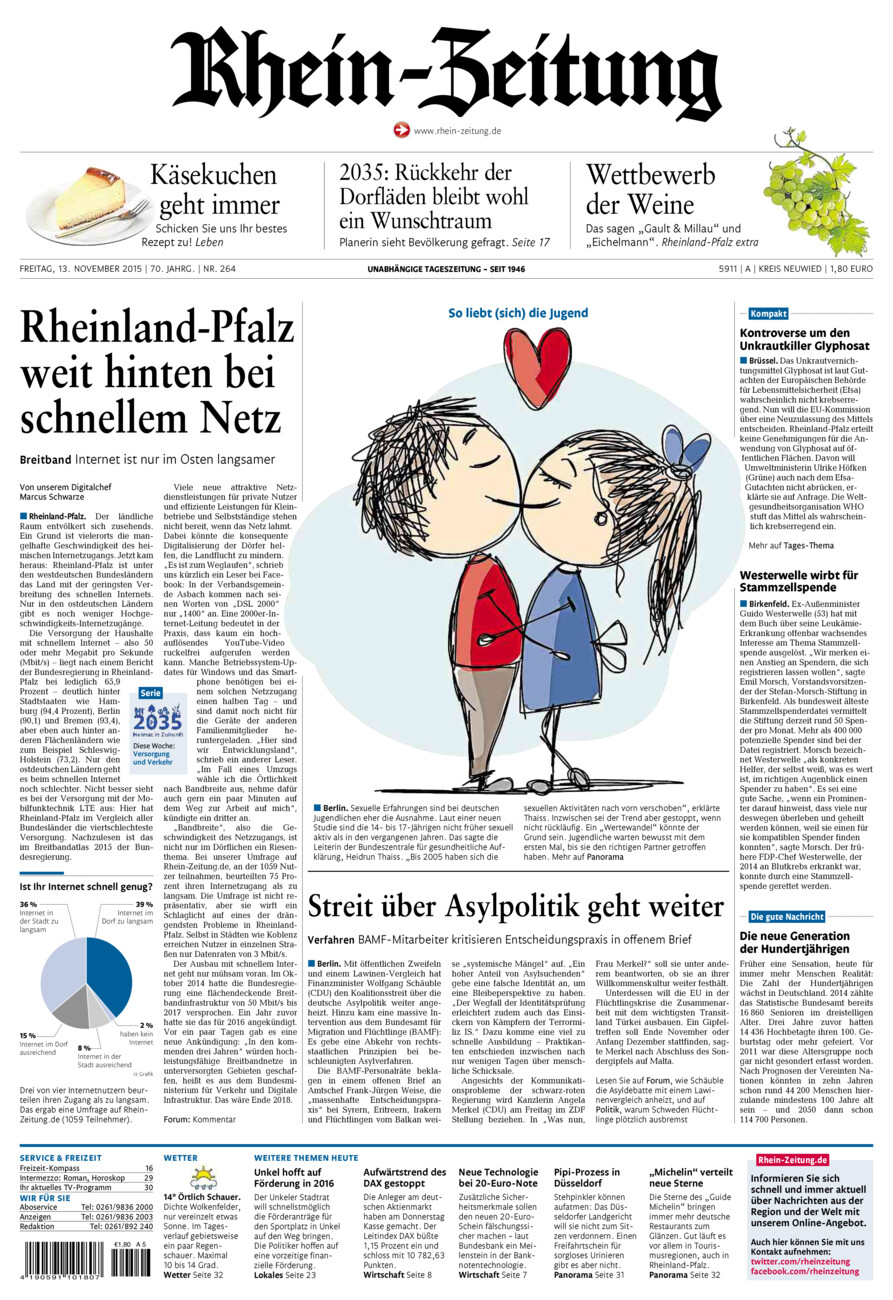 Rhein-Zeitung Kreis Neuwied vom Freitag, 13.11.2015