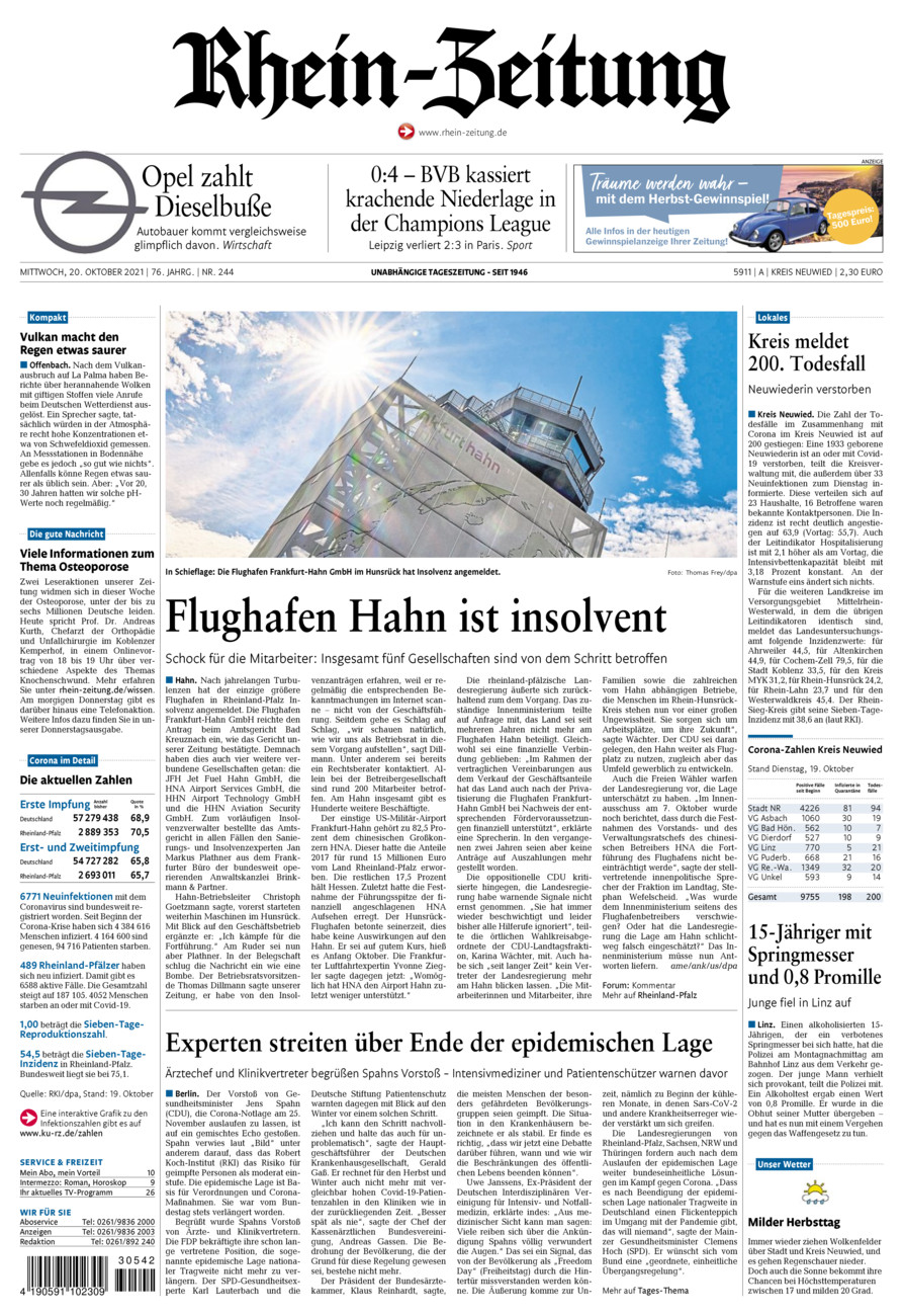 Rhein-Zeitung Kreis Neuwied vom Mittwoch, 20.10.2021