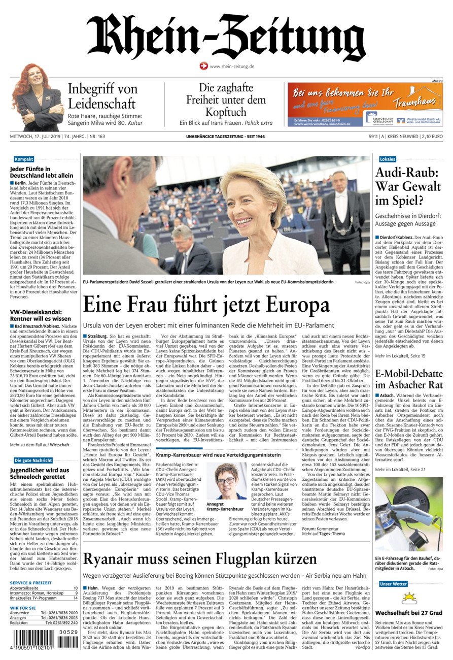 Rhein-Zeitung Kreis Neuwied vom Mittwoch, 17.07.2019