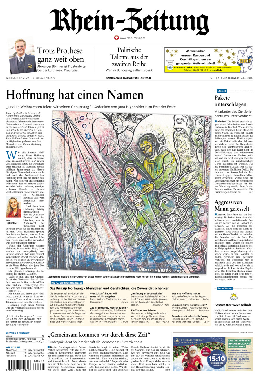 Rhein-Zeitung Kreis Neuwied vom Samstag, 24.12.2022