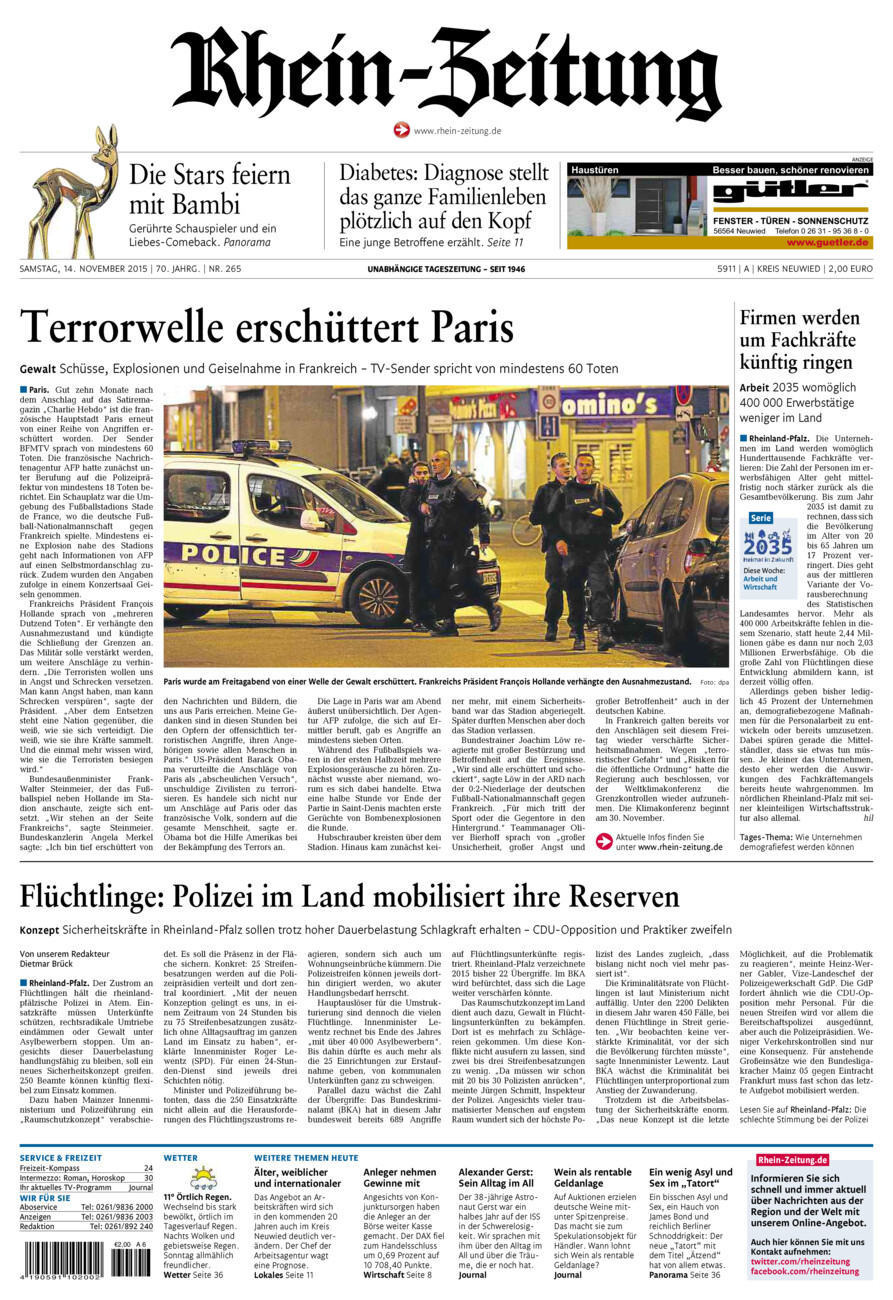 Rhein-Zeitung Kreis Neuwied vom Samstag, 14.11.2015