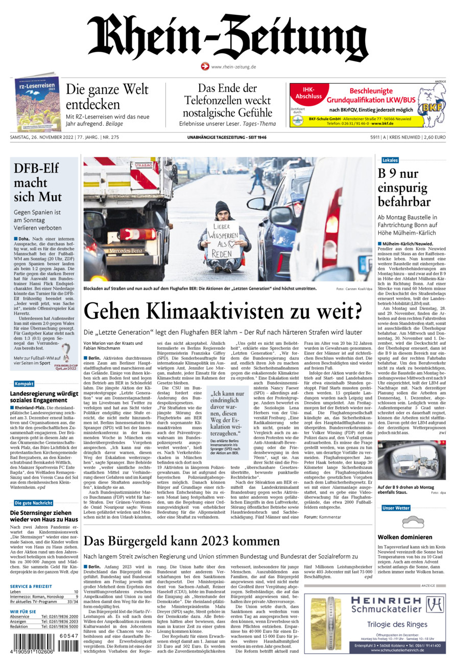 Rhein-Zeitung Kreis Neuwied vom Samstag, 26.11.2022