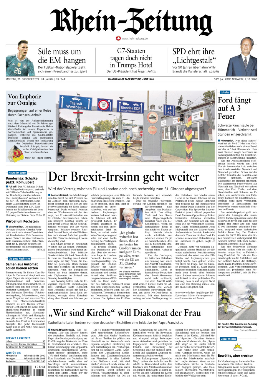 Rhein-Zeitung Kreis Neuwied vom Montag, 21.10.2019