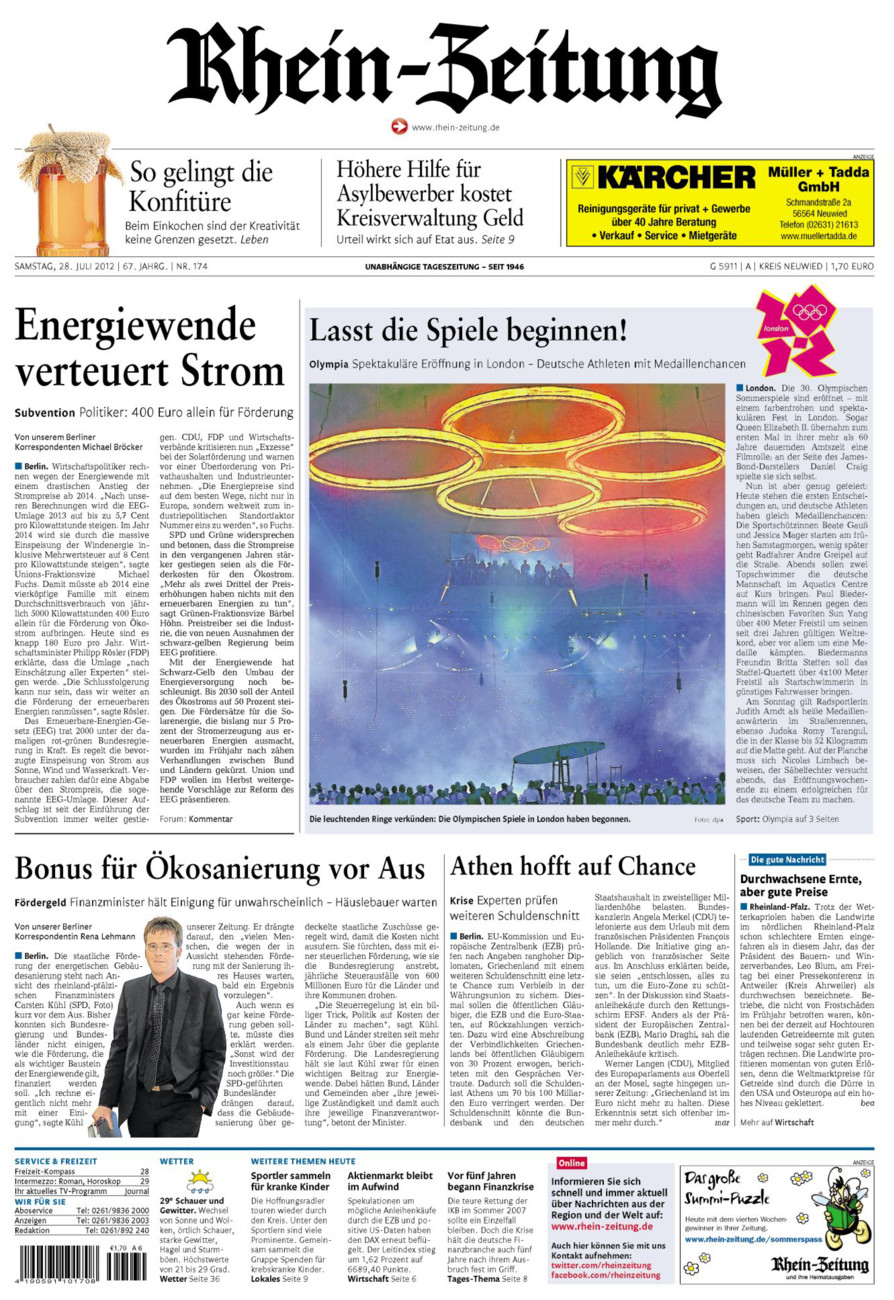 Rhein-Zeitung Kreis Neuwied vom Samstag, 28.07.2012