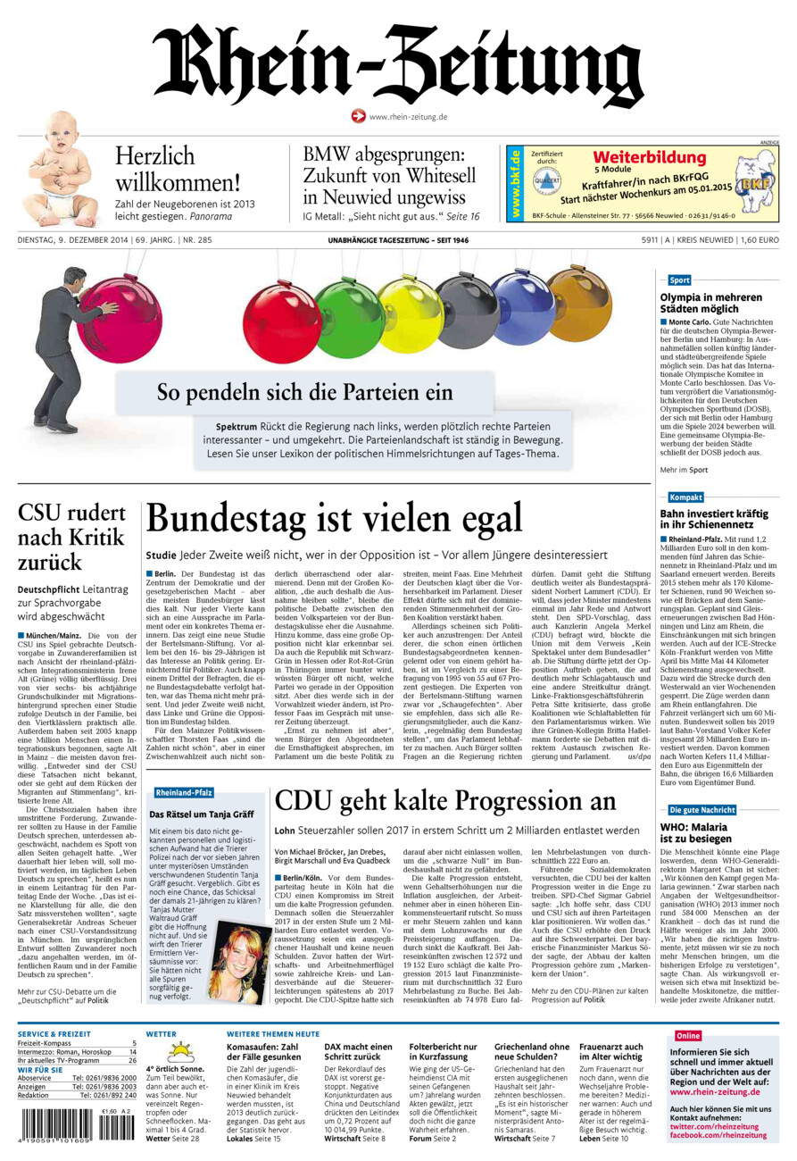 Rhein-Zeitung Kreis Neuwied vom Dienstag, 09.12.2014