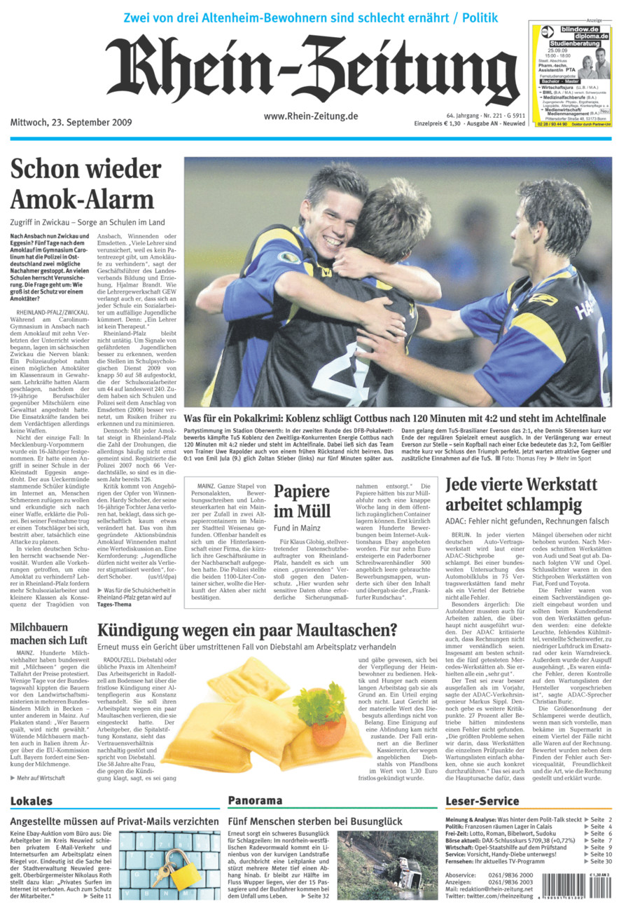 Rhein-Zeitung Kreis Neuwied vom Mittwoch, 23.09.2009