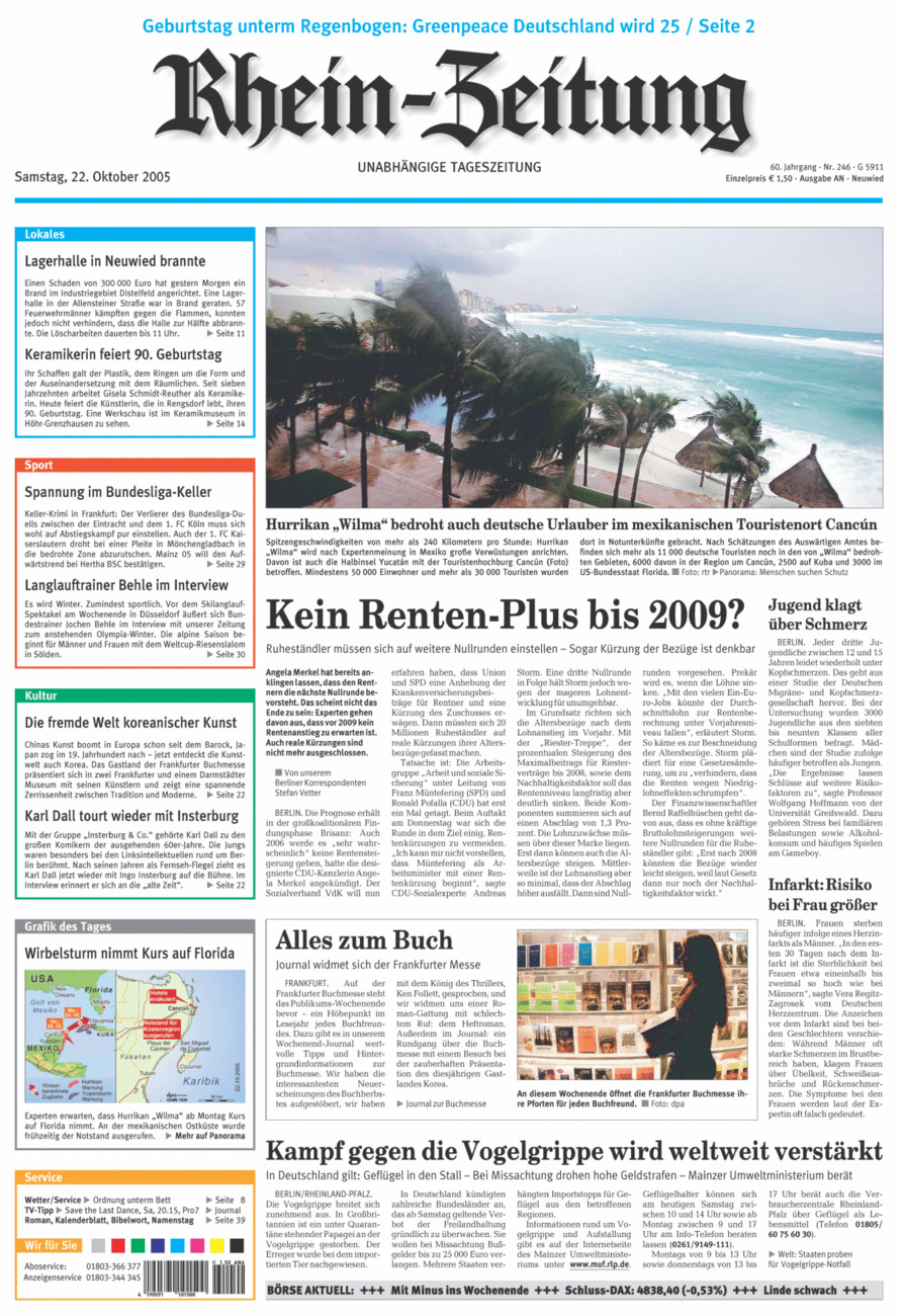 Rhein-Zeitung Kreis Neuwied vom Samstag, 22.10.2005