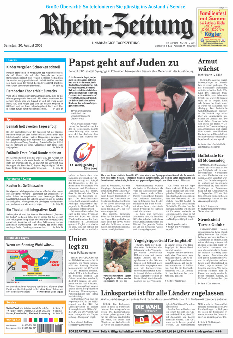 Rhein-Zeitung Kreis Neuwied vom Samstag, 20.08.2005