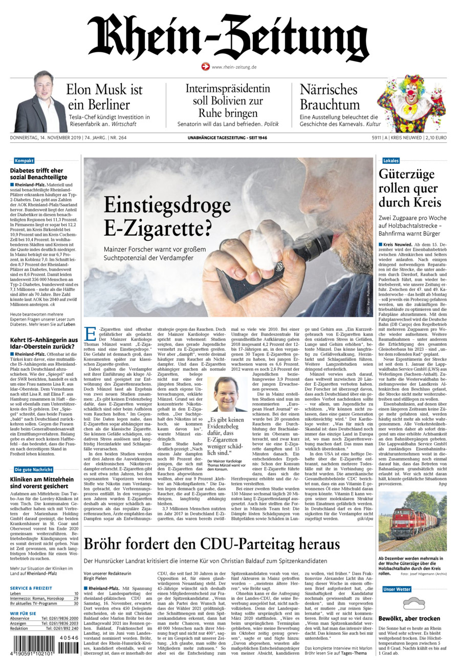 Rhein-Zeitung Kreis Neuwied vom Donnerstag, 14.11.2019